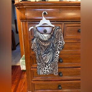 Poetry Leopard Print Asymmetrical One-Shoulder Top – Size Small